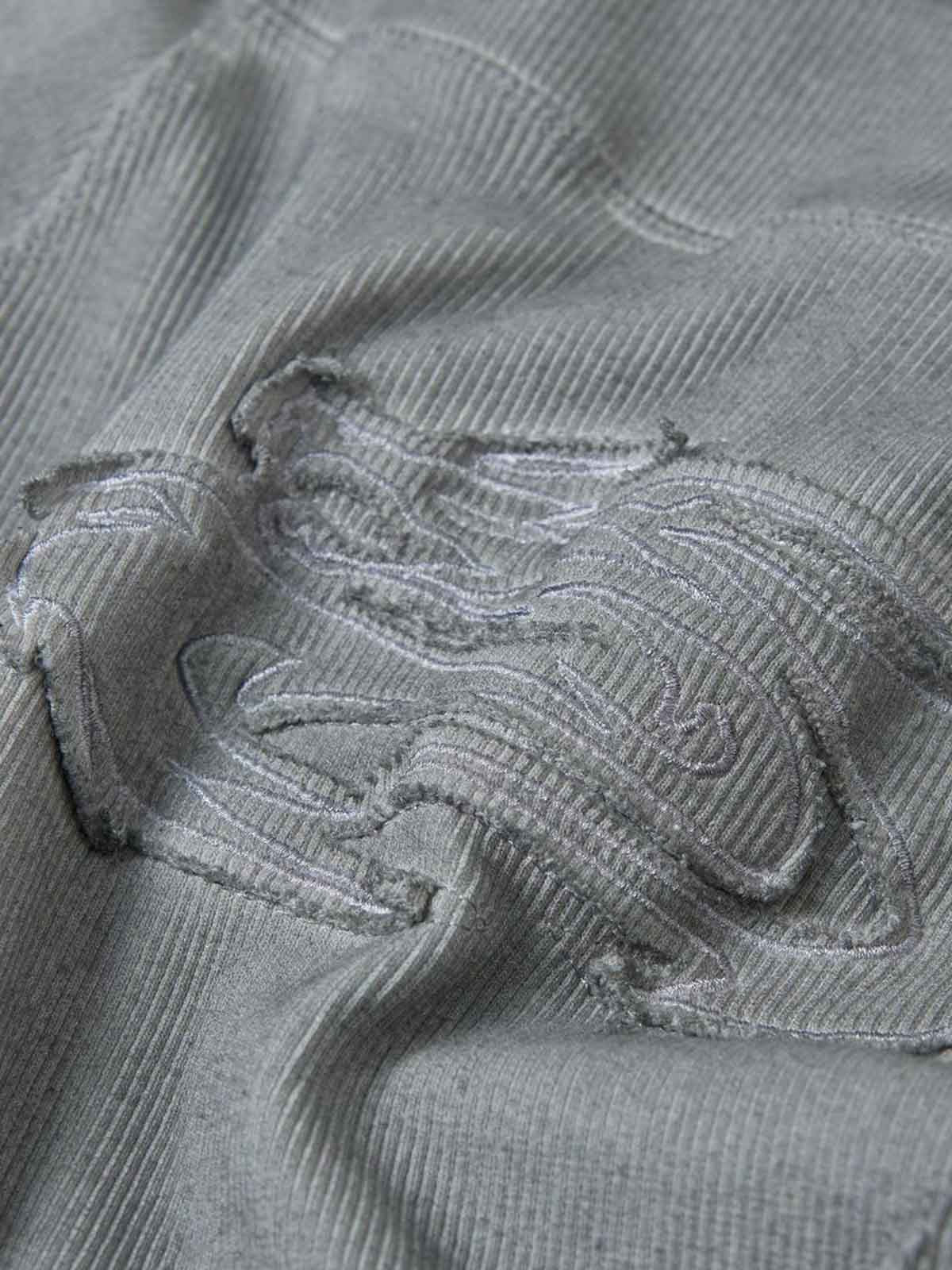 Corduroy Long Sleeve Tactical Shirt with Embroidered Logo and Padded Shoulders 