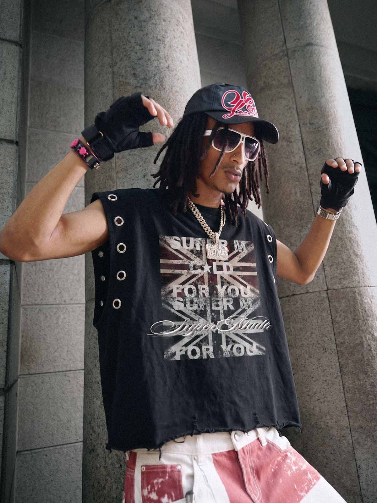 Flag Graphic Cropped Vest