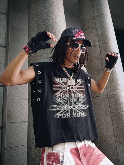 Flag Graphic Cropped Vest