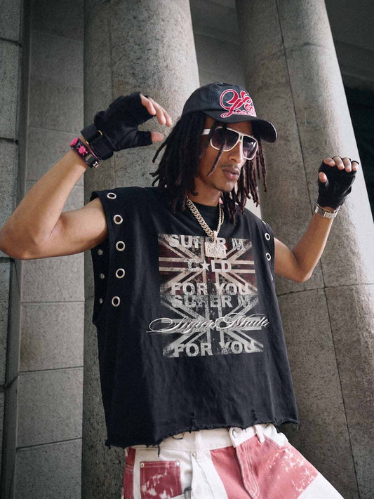 Flag Graphic Cropped Vest