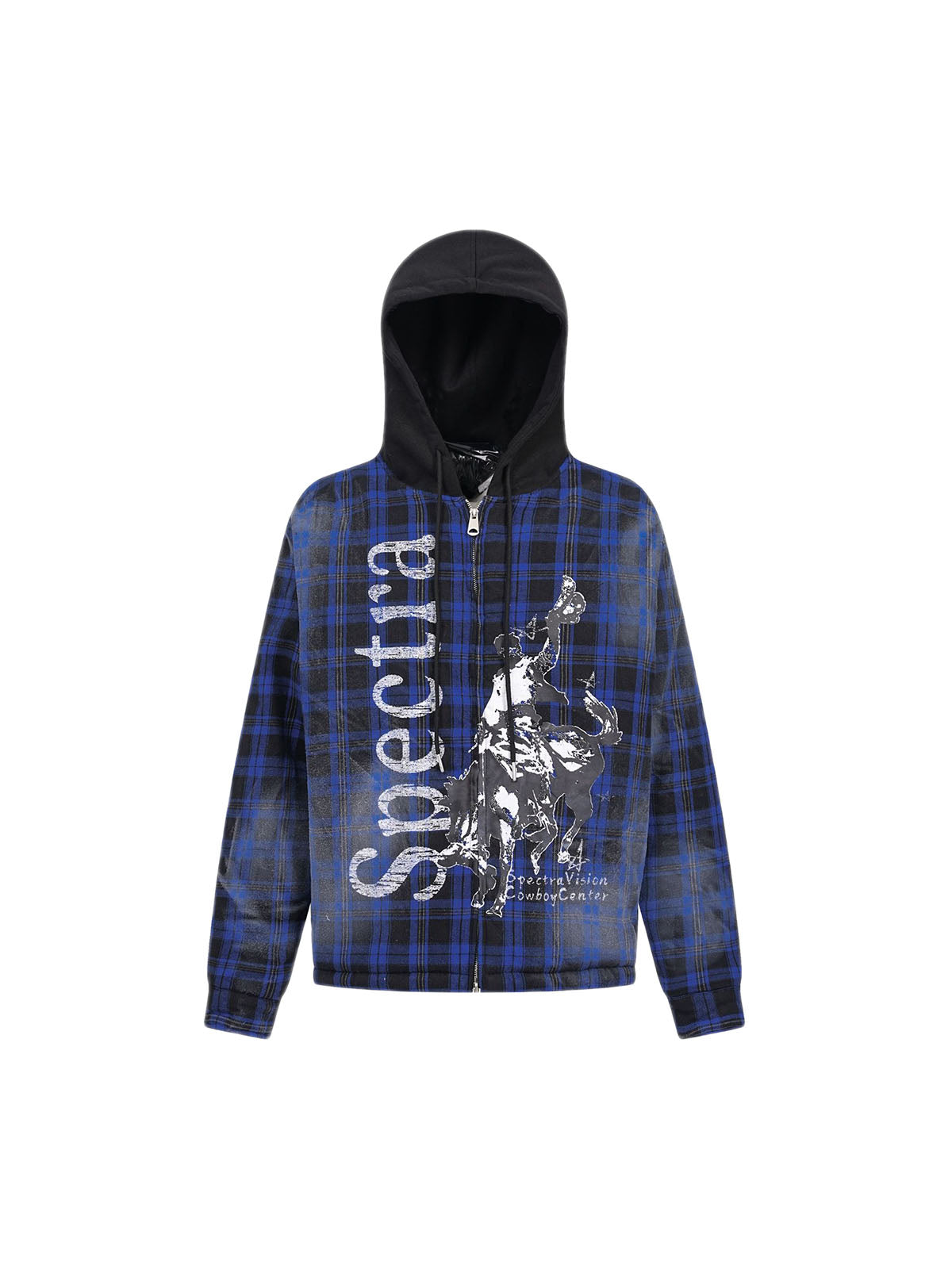Thesupermade Dark Plaid Hooded Quilted Jacket 
