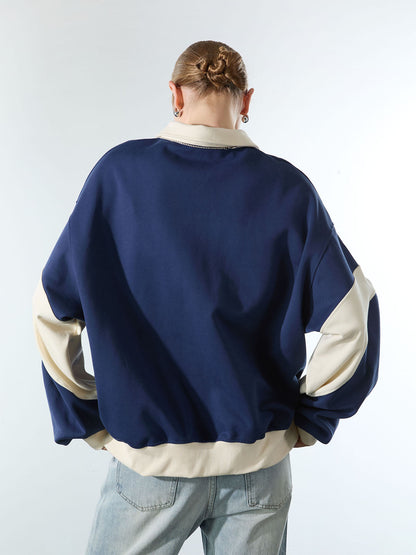 Original Racing Style Print Lapel Sweatshirt 