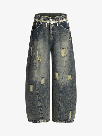 Vintage Washed Ripped Scimitar Jeans 