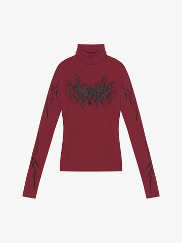 Dark Style Printed Slim Mesh Long Sleeves T-Shirt 