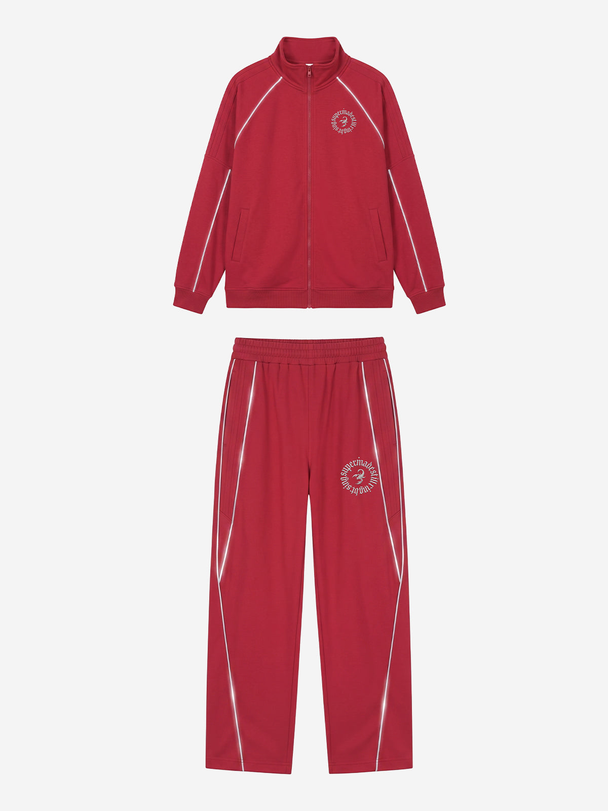 Reflective Stripe Logo Embroidered Tracksuit