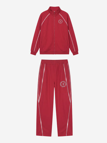 Reflective Stripe Logo Embroidered Tracksuit
