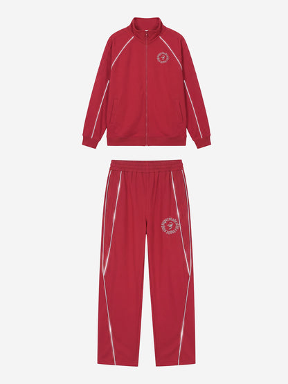 Reflective Stripe Logo Embroidered Tracksuit