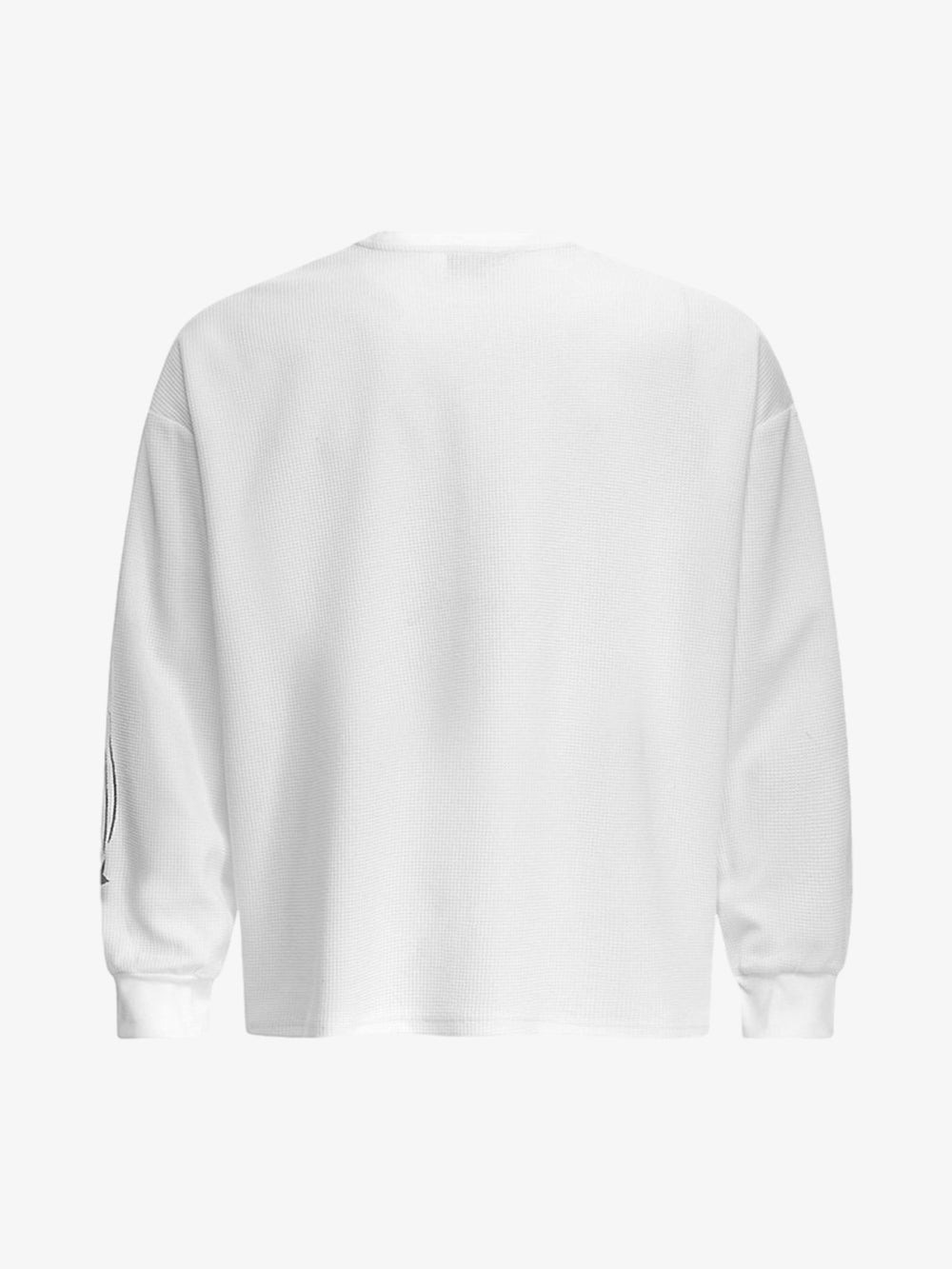 Leopard Graphic Embroidered Waffle Long Sleeve Shirt