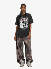 Washed Rhinestone Letter Graphic T-Shirt 