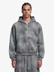 Vintage Washed Tie-Dye Zip Up Hoodie & Barrel Sweatpants Tracksuit 