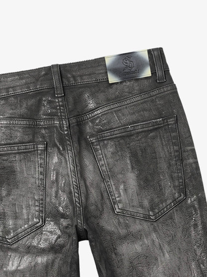 Coated Washed Heavyweight Bootcut Jeans