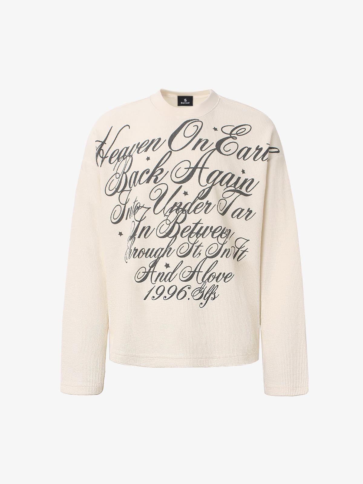 Street Letter Print Waffle Long-Sleeve Tee
