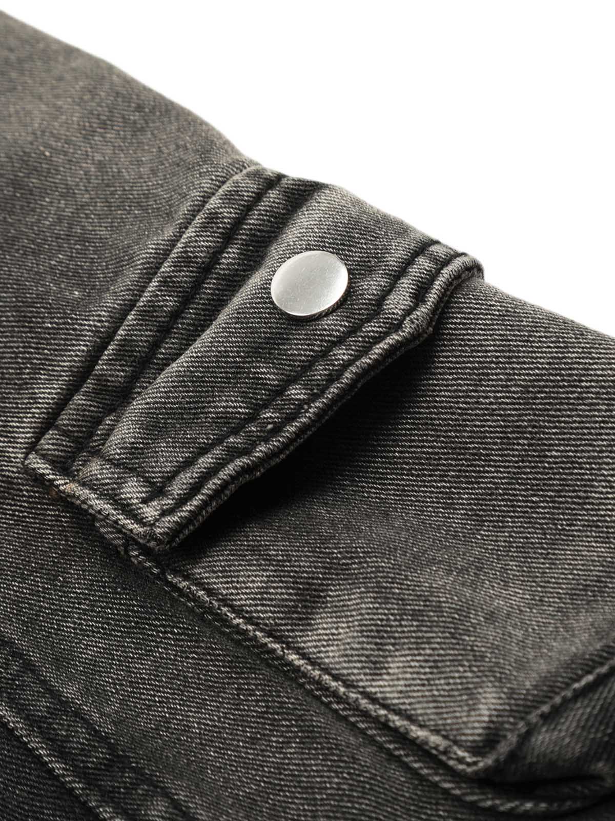 Washed Distressed Multi-pocket Straight Cargo Jeans 
