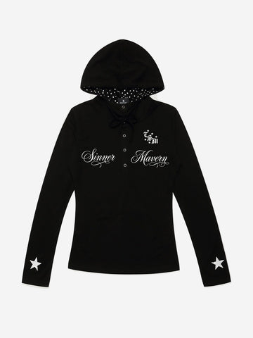 Star Graphic Hooded Long Sleeve Tee