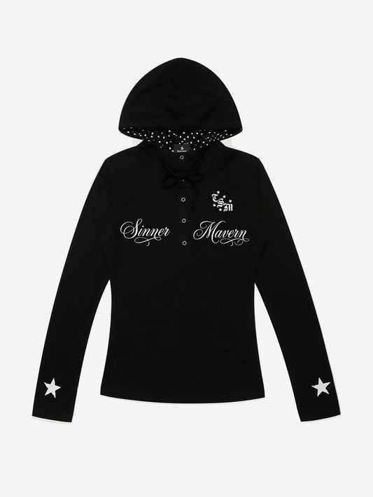 Star Graphic Hooded Long Sleeve Tee