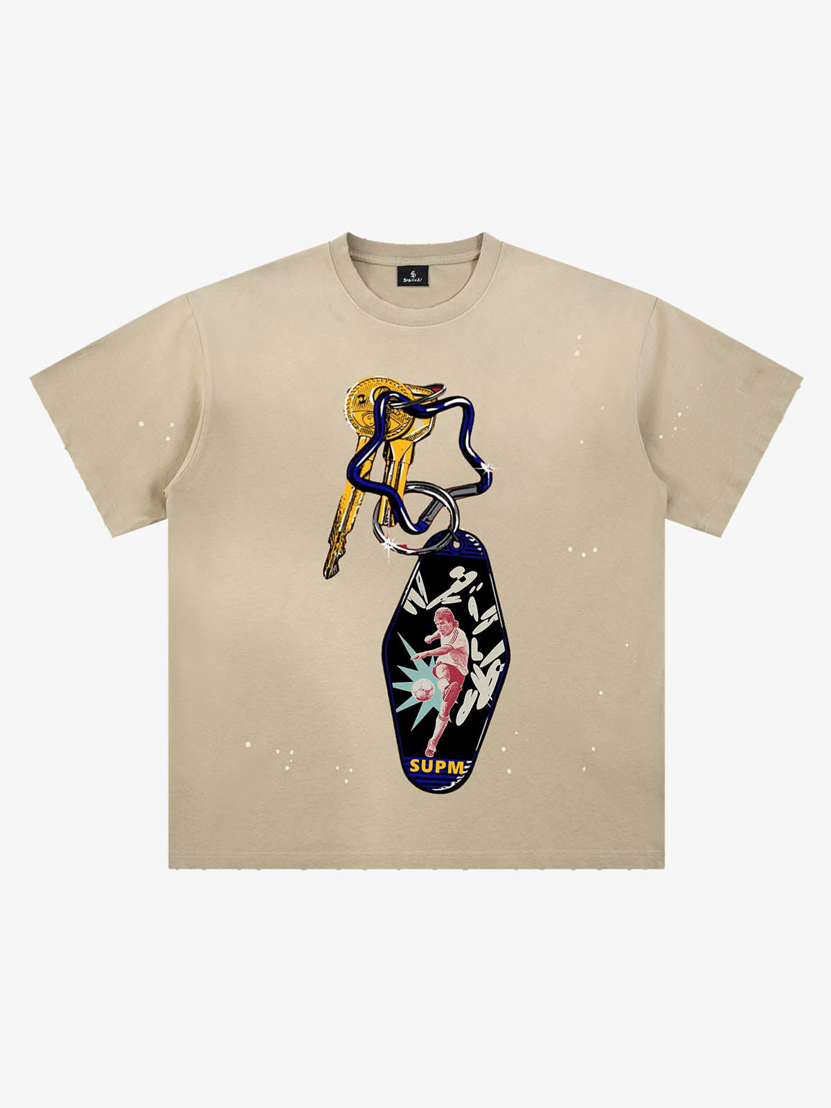 Vintage Keychain Graphic Soccer T-Shirt 
