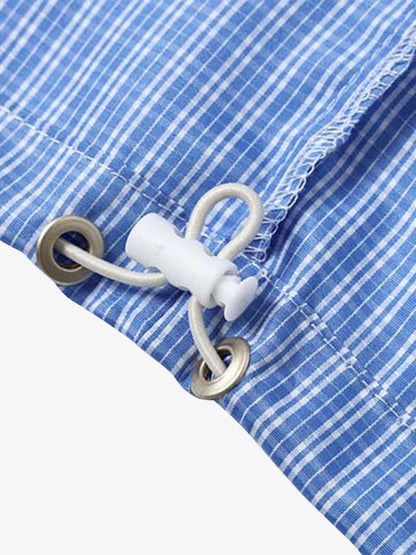 Plaid Short-Sleeve Shirt with Letter Print