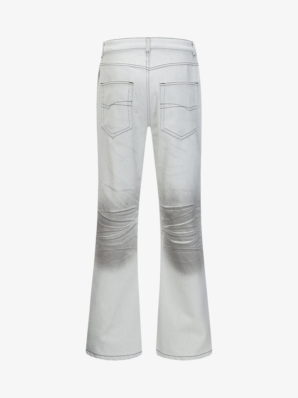 Retro Utility Dirty Wash Whisker Detail Flare Jeans 