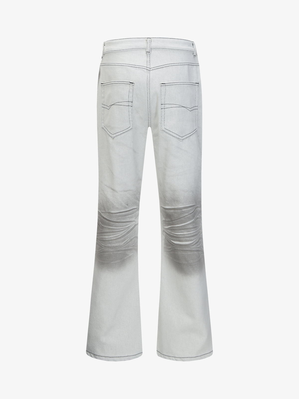 Retro Utility Dirty Wash Whisker Detail Flare Jeans 