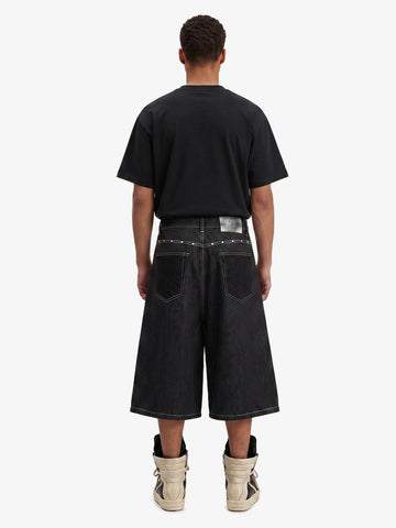 Vintage Contrast Stitch Wide Leg Denim Jorts 