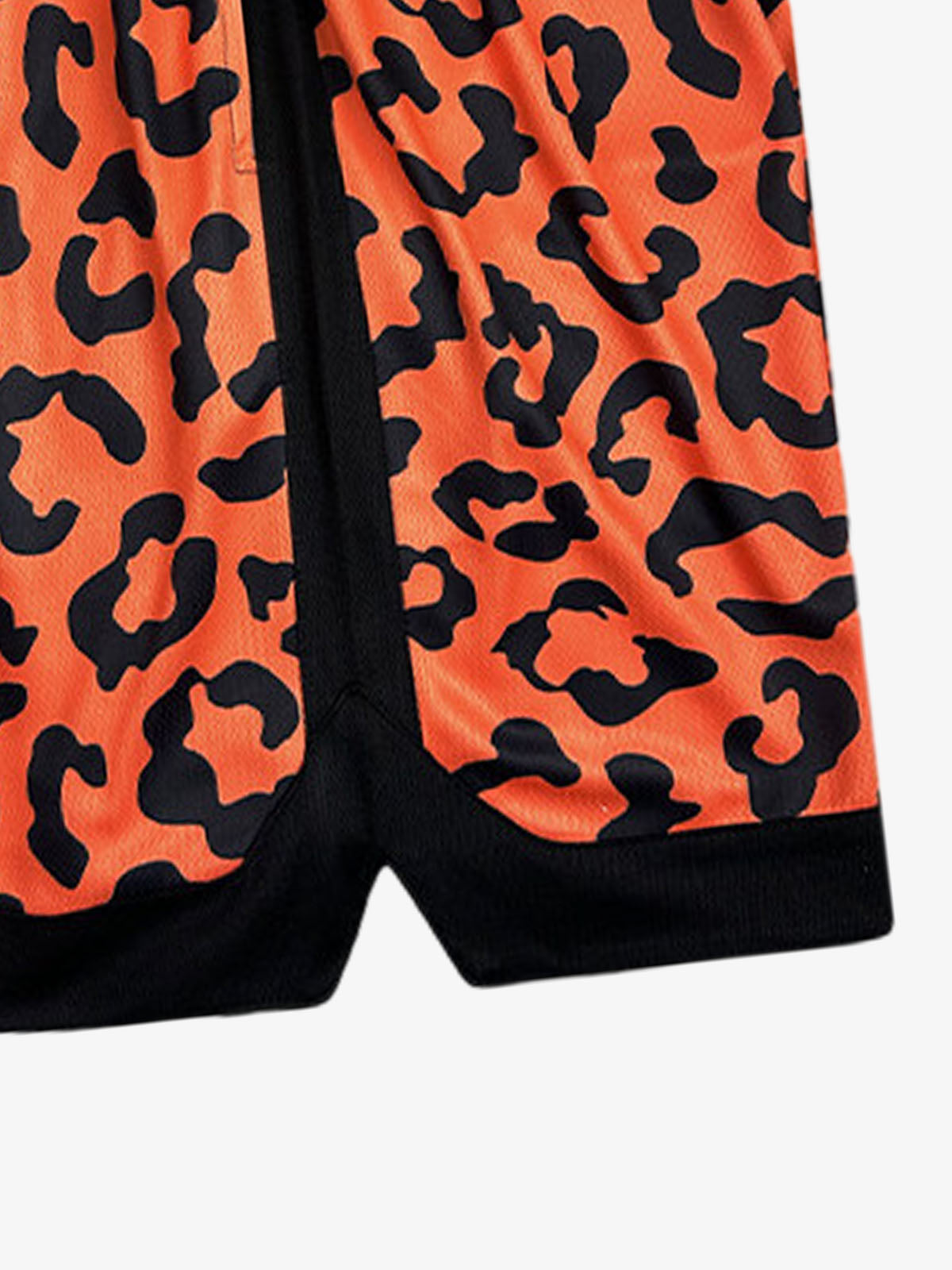 Moisture-Wicking Split Leopard Mixed Sport Shorts 