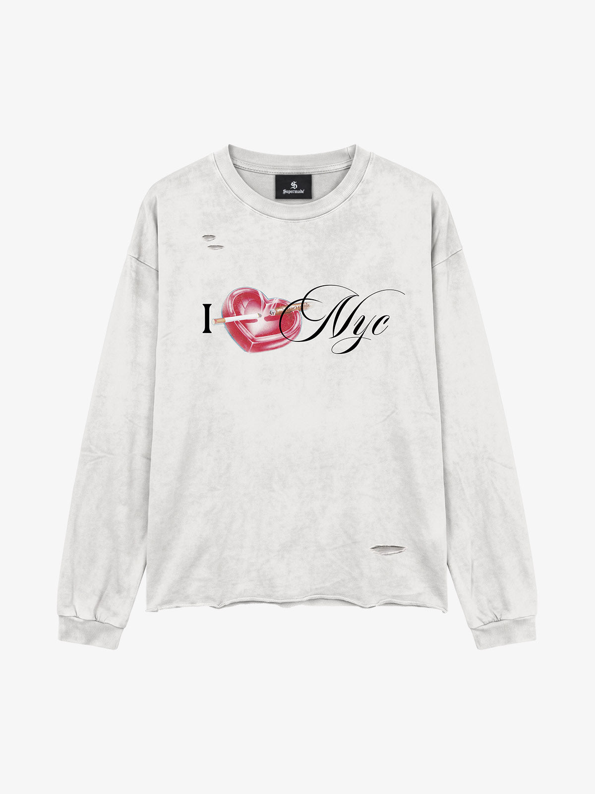 New York Limited Edition, Washed Slash‑Print Long‑Sleeve T‑Shirt