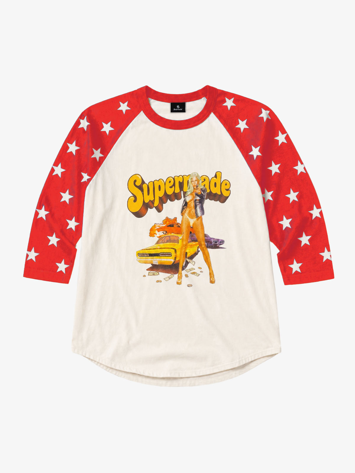 Race Girl Graphic Color Block 3/4 Sleeve Tee