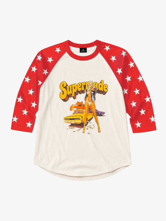 Race Girl Graphic Color Block 3/4 Sleeve Tee