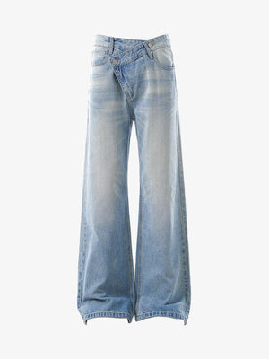 Belt Dislocation Creative Washed Jeans 
