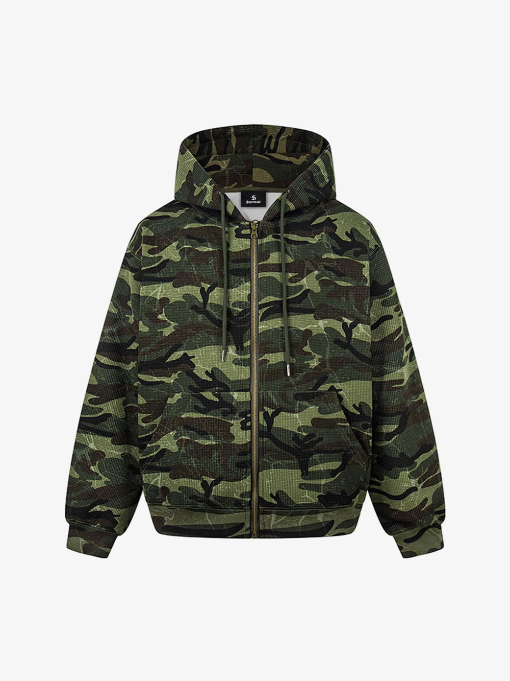Camo Waffle-Knit Hoodie
