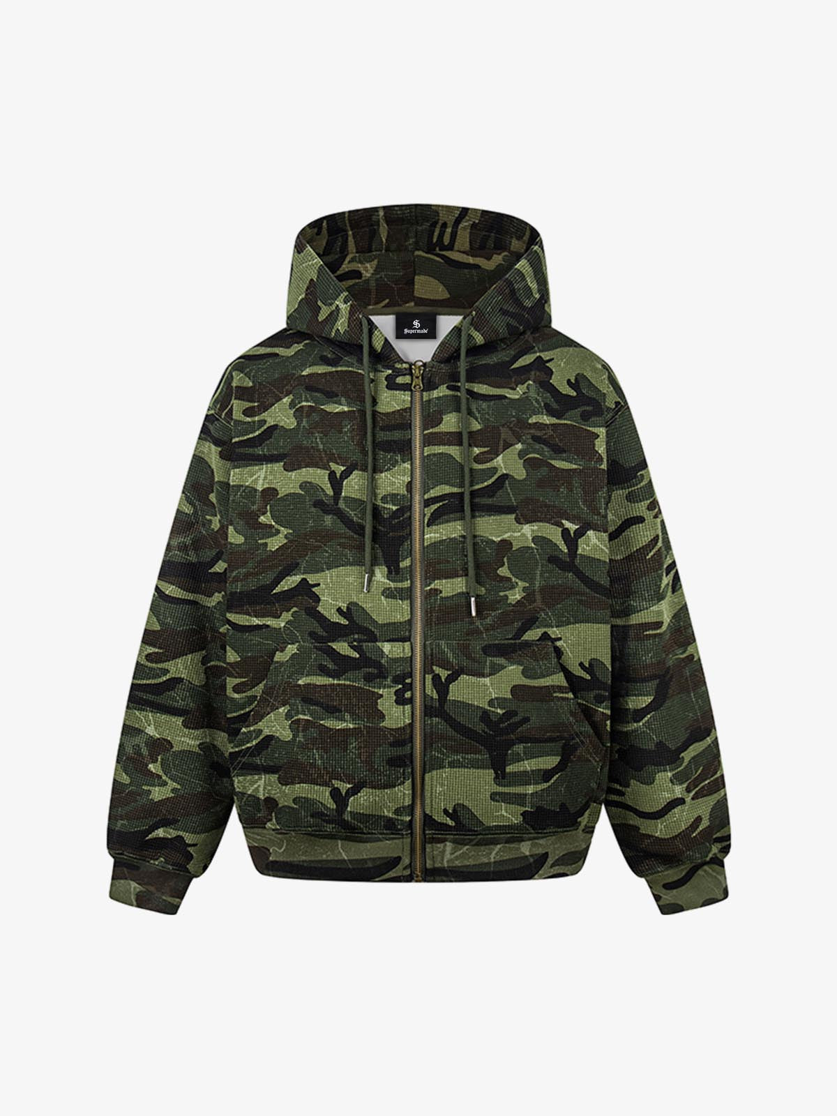 Camo Waffle-Knit Hoodie