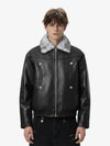 Street Fur-Trim Collar Leather Bomber Jacket 