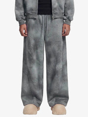 Vintage Washed Tie-Dye Zip Up Hoodie & Barrel Sweatpants Tracksuit 