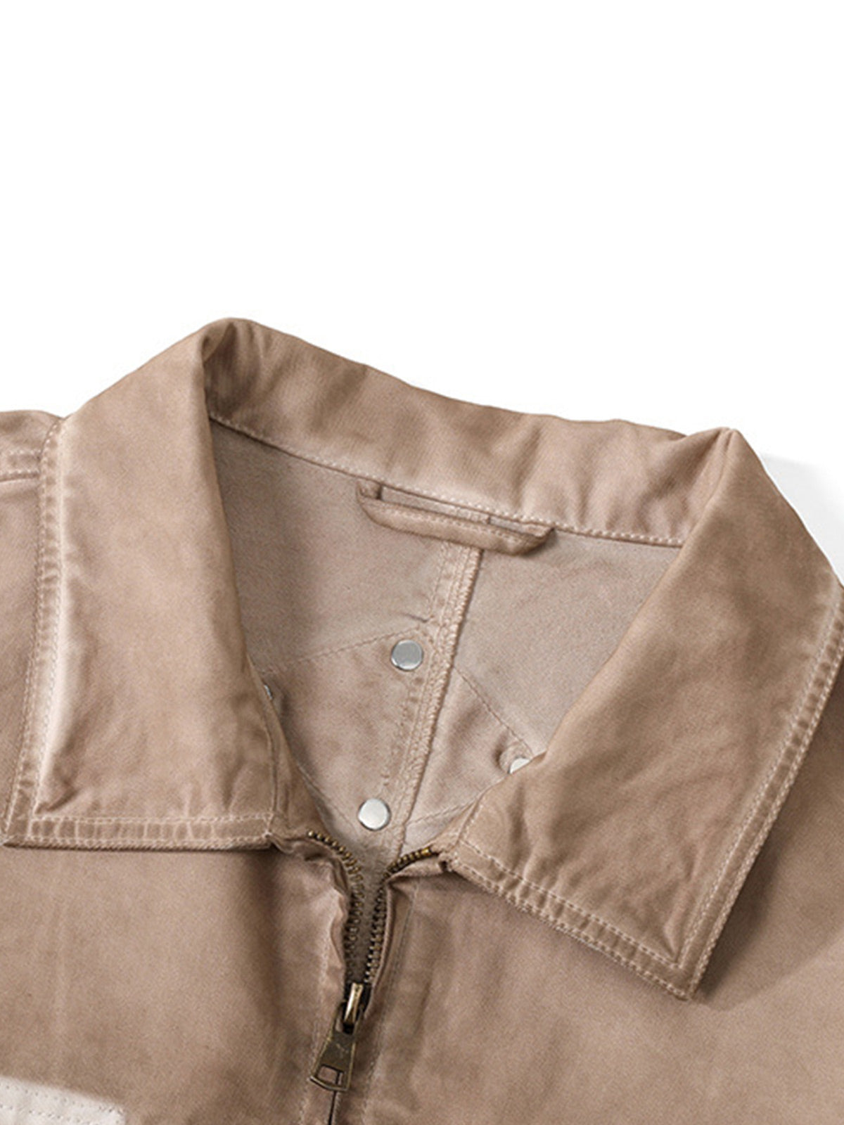 Retro Lapel  Zip Up Work Jacket