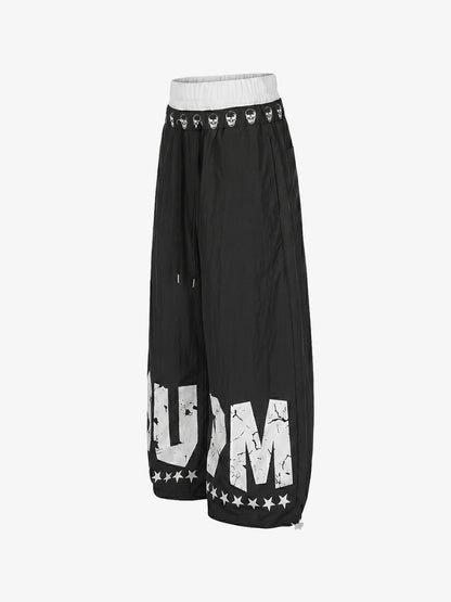 Layered Skull-Graphic Track Pants