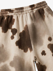 Cow Print Embroidered Wide-Leg Sweatpants