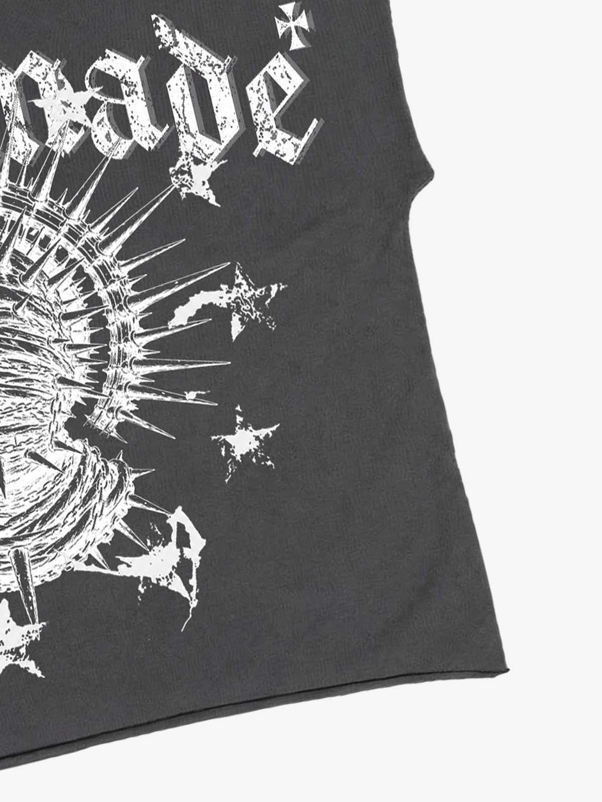 Schwarzes Crop-T-Shirt mit Grafikprint