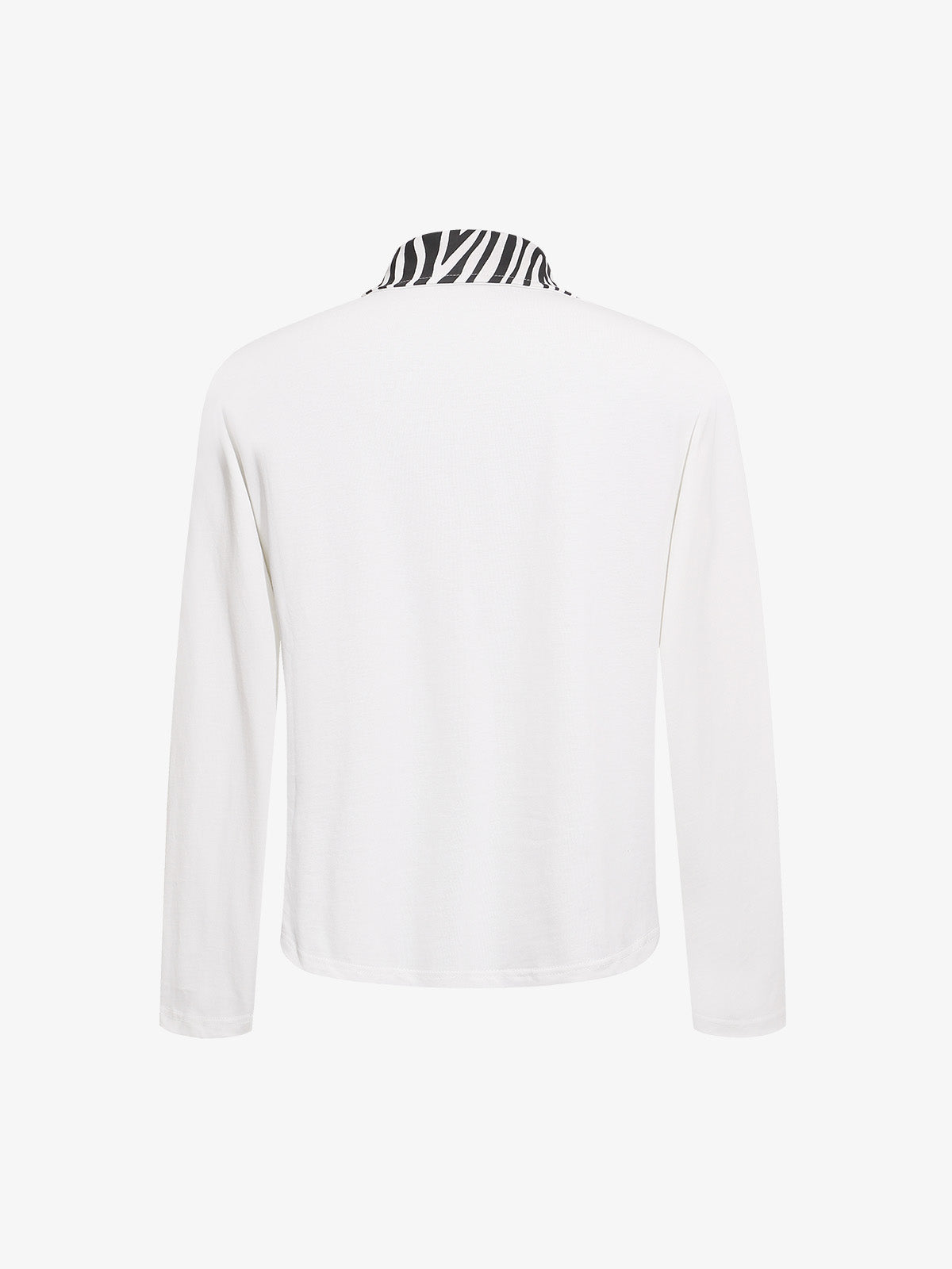 Zebra Letter Graphic Collared Long Sleeve Tee