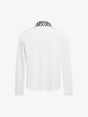 Zebra Letter Graphic Collared Long Sleeve Tee