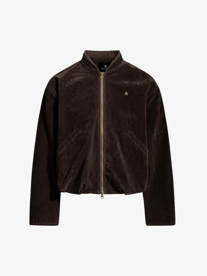 Detachable Fur-Trim Stand Collar Suede Zip-Up Jacket