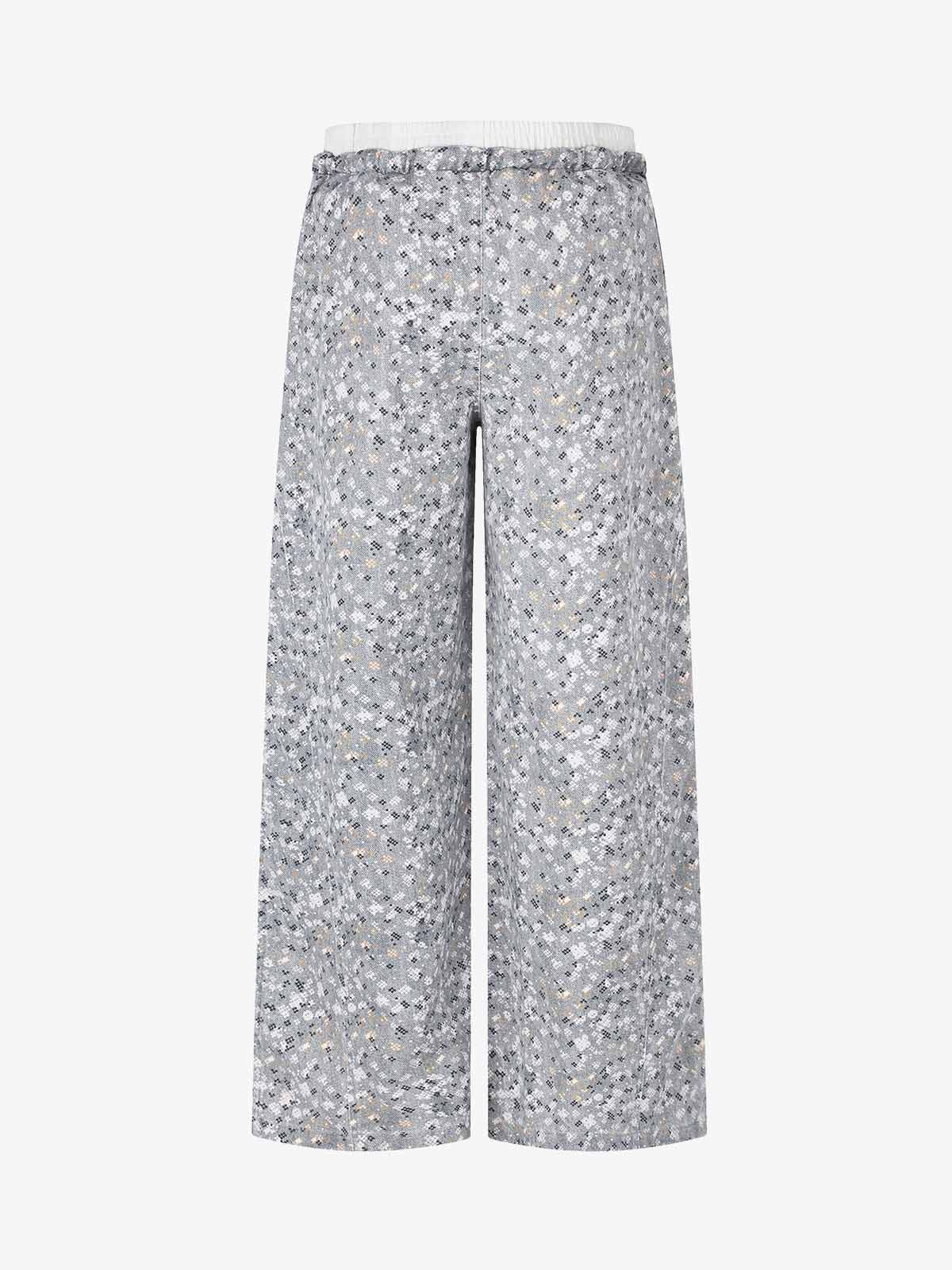 Floral Graphic Drawstring Wide-Leg Pants