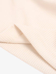 Textured Waffle SUPM Letter Graphic Long Sleeve T-Shirt - 2600 