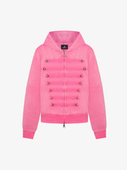 Distressed Napoleon Studded Boxy Zip-Up Hoodie