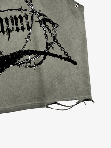 Barbed Wire Chain Graphic Sleeveless Vest 