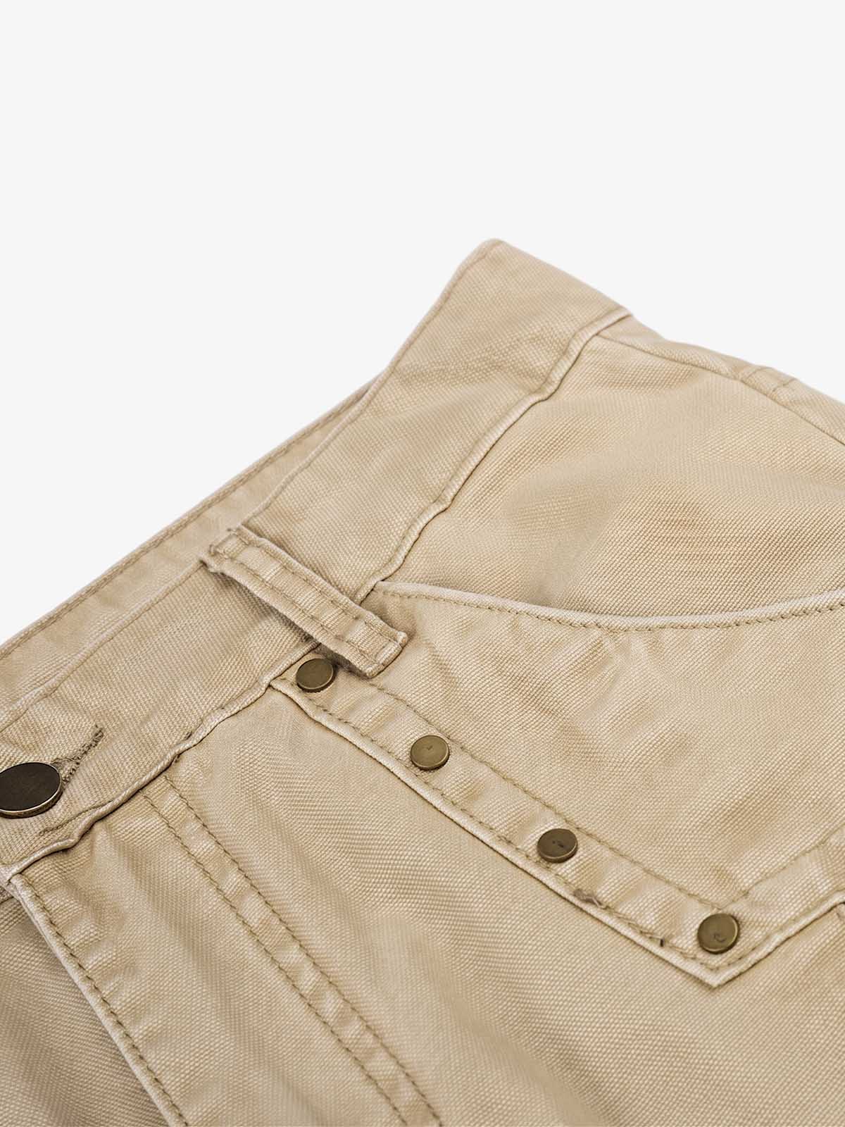 Studded Multi-Pocket Straight-Leg Work Pants