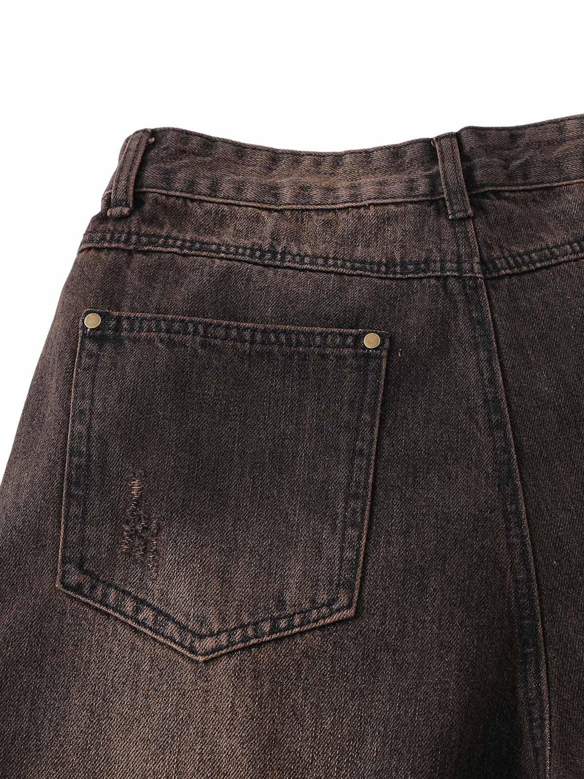 Distressed Washed Denim Cropped Jorts