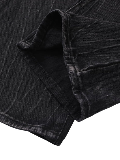 Washed Distressed Straight Jeans 