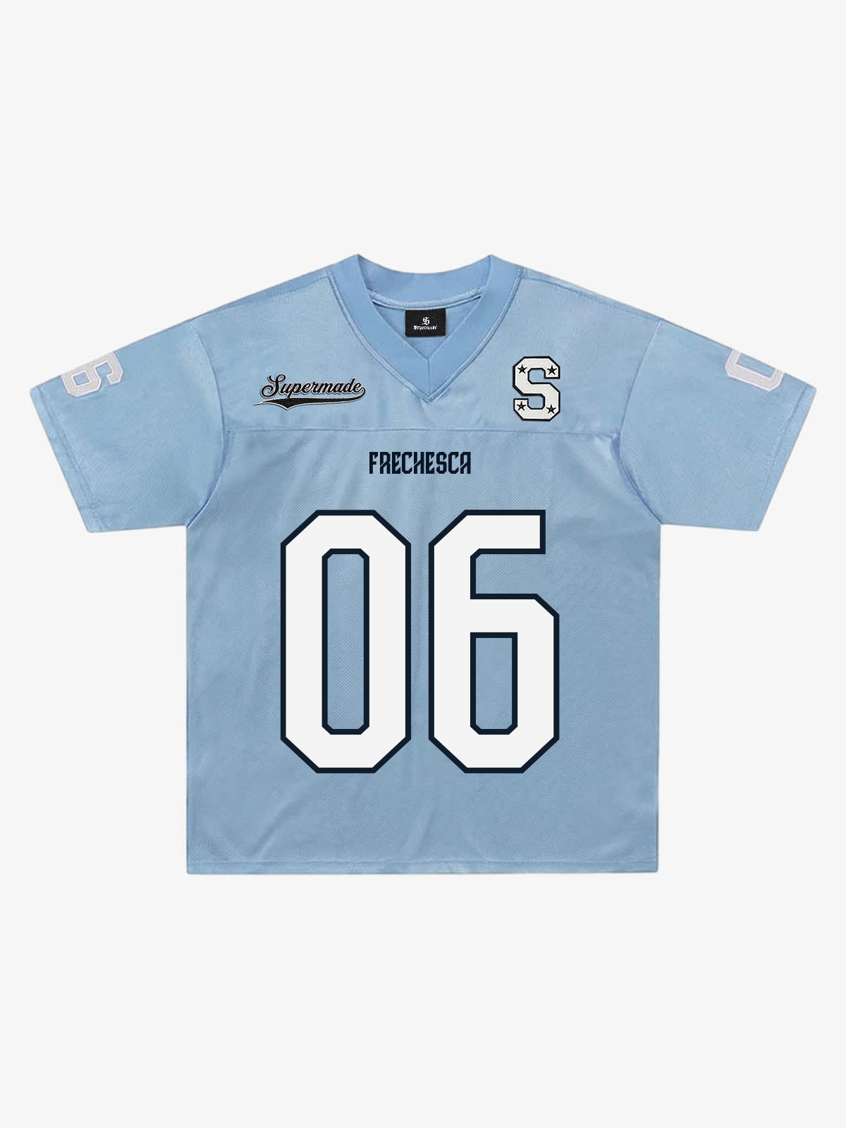 Supermade Classic Blue Embroidered Jersey Pattern Customization 