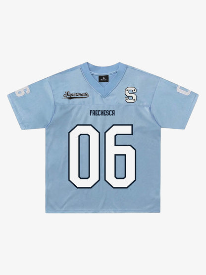 Supermade Classic Blue Embroidered Jersey Pattern Customization 