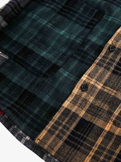 Stylish Patchwork Plaid Shirt for Men - Perfect for Casual and Trendy Looks 